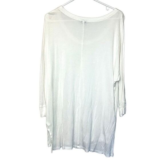 Express Scoop Neck 3/4 Sleeves Drop Shoulder Rayon Hi-Low Hem White Tunic Large - Picture 2 of 4